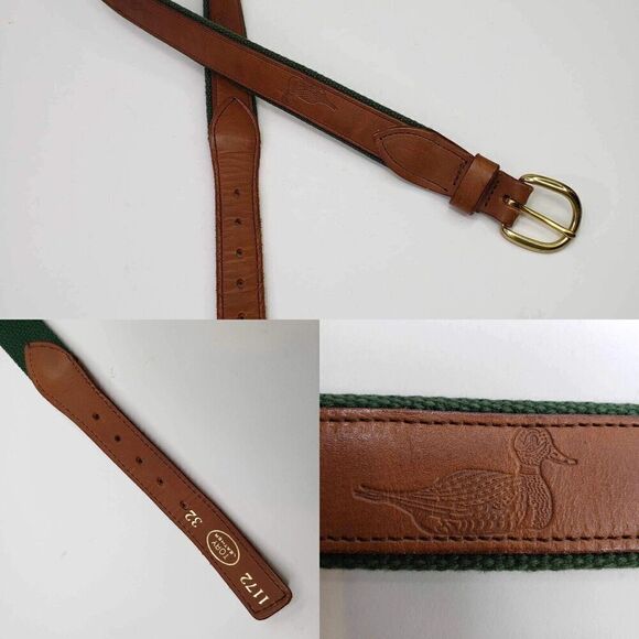 Tory Brown English Bridle Leather Belt Solid Brass Buckle Mens Size 32 Ducks - Picture 1 of 7